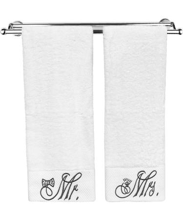 Mr. and Mrs. Towels - Couple Embroidered Hand Towels (2 Pack) - Wedding/Engagement Gifts - Modern Designs Pro - Buy Online on GoSupps.com