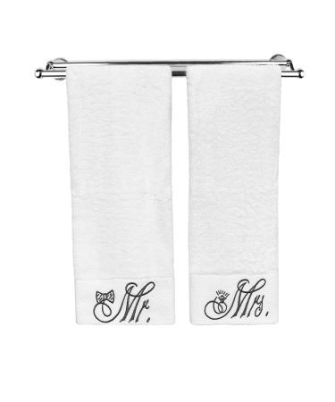 Modern Designs Pro Mr. and Mrs. Towels - Couple Embroidered Hand Towels - Wedding/Engagement Gifts (2 Pack - Mr. & Mrs.)