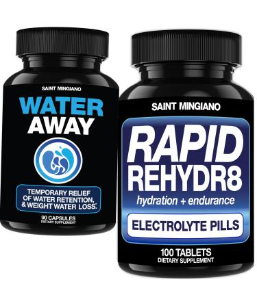 Saint Mingiano Rapid Rehydr8 Electrolyte Tablets 100 Capsules - with - Water Away - Diuretic Water Pills