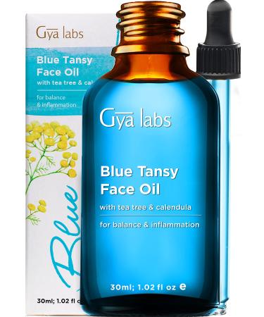 Gya Labs Blue Tansy Face Oil for Sensitive Skin (1.02 fl oz) - Formulated with Blue Tansy Extract  Squalane and Vitamin E - Soothes Irritation  Hydrates Skin & Reduces Breakouts For Calmer Complexions Blue Tansy (Blue Ta...
