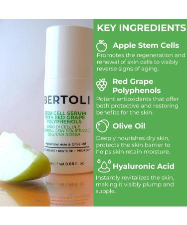 BERTOLI Apple Stem Cell Serum Skin Regeneration Remedy For Aging Wrinkle Filler Polyphenols Hyaluronic Acid Olive Oil Clean Natural Vegan Italian Skincare Made In Italy - Buy Online on GoSupps.com