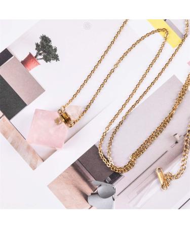 YGLINE Rose Quartz Healing Crystal Necklace - Natural Gemstone Perfume Bottle Pendant for Women - Buy Online on GoSupps.com