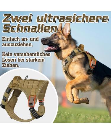 Rabbitgoo Tactical Dog Harness for Large Dogs - Adjustable & Durable with Metal Buckles - Perfect for Hiking - XL Brown - Buy Online on GoSupps.com