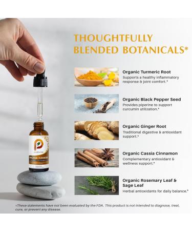 PureWise Organic Turmeric Liquid Drops with Black Pepper Enhanced Absorption Curcumin Joint & Immune Support Ginger & Cinnamon Blend 2 fl oz - Buy Online on GoSupps.com