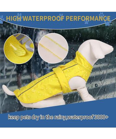 Medium Yellow Waterproof Dog Raincoat with Reflective Strip - Adjustable & Breathable - Buy Online on GoSupps.com