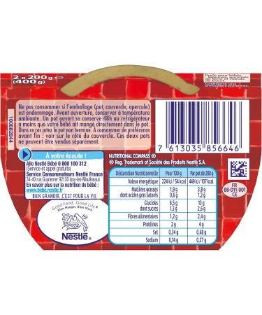 NESTL B B Nestl Baby P'tite Recipe Pot Au Feu Complete Flat Pot from 8 Months - 2 x 200 g - Buy Online on GoSupps.com