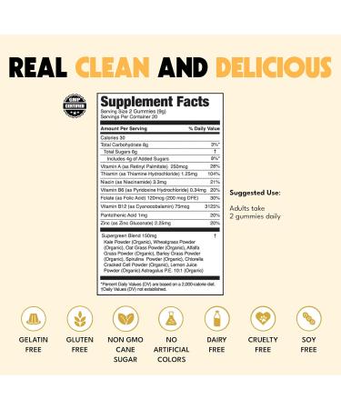 JUGO Energy + SUPERFOODS Vitamin B12 Gummies with Kale & Super Greens Caffeine-Free Pre-Workout Energy Gummies Vegetarian-Friendly Gelatin-Free and Gluten-Free Non-GMO Made in USA 40 Count - Buy Online on GoSupps.com