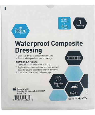 Medpride Waterproof Composite Wound Dressing Pads 6x6 Inch - 10-Pack, Sterile & Individually Wrapped - Medium Absorbency for Pressure Ulcers, Post Op Trauma - Men & Women - Buy Online on GoSupps.com