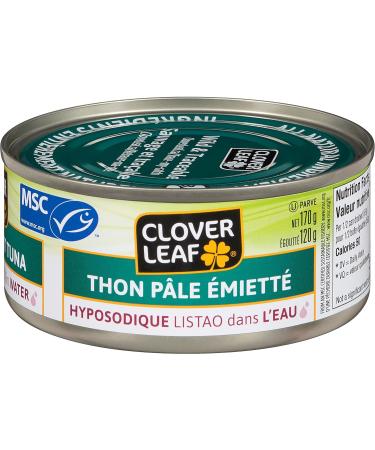 Clover Leaf Flaked Light Tuna Low Sodium Skipjack in Water - 170g 24 Count - Canned Tuna - Very High In Protein - 11g Protein Per 55g drained - 100% Wild-Caught Tuna - Traceable - Buy Online on GoSupps.com