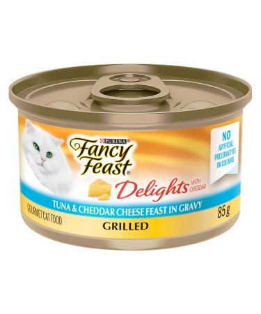 Fancy Feast Delights with Cheddar Wet Cat Food Grilled Tuna & Cheddar Cheese Feast - 85 g Can (24 Pack)