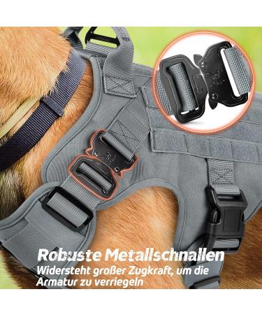 Rabbitgoo No Pull Dog Harness for Medium/Large Dogs - Tactical Military Safety Vest with Handle & Metal Buckle Adjustable Padded Design - Gray (1 Pack) - Buy Online on GoSupps.com