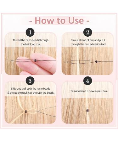 Vlasy Nano Beads 3.0mm 200PCS + 2PCS Hair Extension Loop Threaders Set (Black) - for Hair Extensions/Tinsel - Buy Online on GoSupps.com