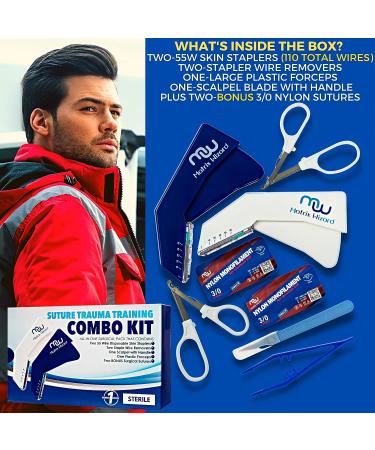 Advanced Sterile Suture Tool Kit - First Aid Field Emergency Practice Thread with Needle Disposable Clinical Rotation Stapler Training - Wound Closure & Veterinary Use - Buy Online on GoSupps.com