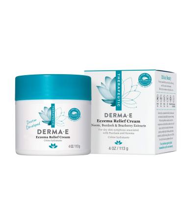 DERMA E Eczema Relief Cream  All Natural Itch Relief Cream  Soothing Eczema Cream Relieves Flaky, Scaly and Dry Skin - Antioxidant-Rich Topical Eczema and Psoriasis Cream, 4oz