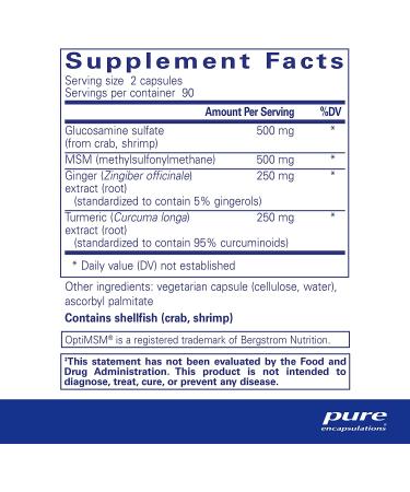 Pure Encapsulations Glucosamine MSM | Joint Support Supplement for Mobility, Comfort & Cartilage Health | 180 Capsules - Buy Online on GoSupps.com