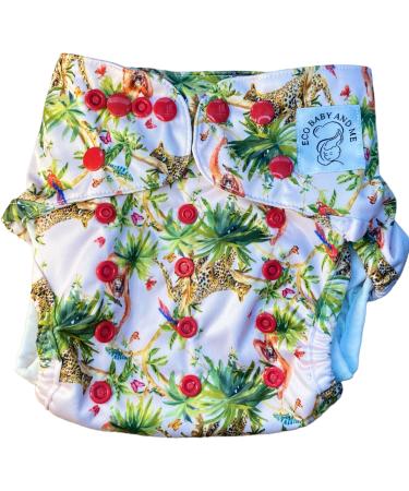 Eco Baby And Me Washable Birth to Potty BTP Ai2 All in Two Reusable Cloth Nappy Cover and Bamboo Insert (Jungle Fever)