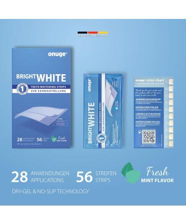 Onuge Bright White Teeth Whitening Strips - Peroxide-Free & Sensitive Teeth Safe - 56 Strips for 28 Days Whitening | Best Tooth Bleaching Solution - Buy Online on GoSupps.com
