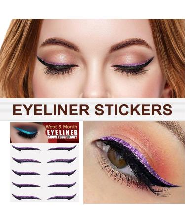 Sticker Eyeliner Glitter Instant -Adhesive Eyeliner Stencil Sparkle 5 Pairs Makeup Eyeliner Stickers Sticker Eyeliner for Eye Makeup Tool Eyeliner Tool Pochy Purple (Five Pairs) - Buy Online on GoSupps.com