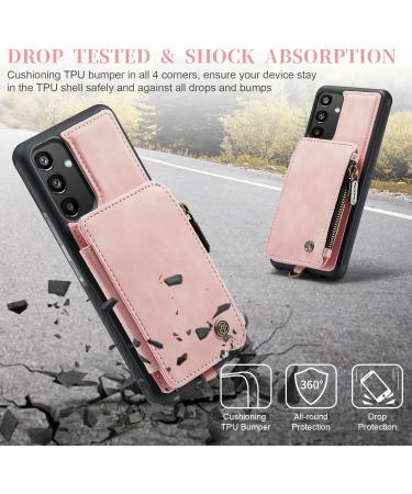 Buy Soonic Leather Cover for Samsung Galaxy A54 5G - Pink Magnetic Wallet Case with Zipper Card Slots Coin Compartment & Stand - Buy Online on GoSupps.com