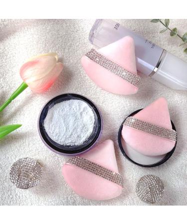 Giesiery 3 Pieces Powder Puff Set - Soft Triangle Velour Makeup Puffs for Loose & Mineral Powder Body Powder Wet Dry Blending - Perfect for Undereye - Peach Pink - Buy Online on GoSupps.com