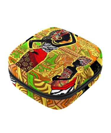 Menstruation pad bag with zipper women's napkin bag tampons collective bags for women and girls (beautiful African landscape pattern)