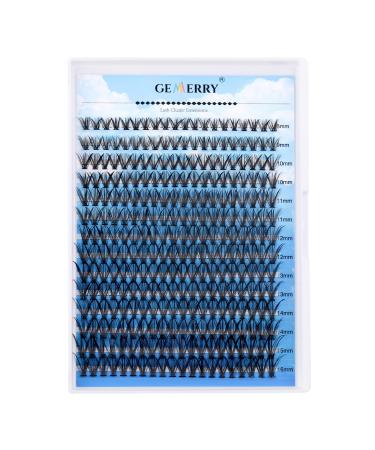 GEMERRY Cluster Lashes 280PCS Individual Lashes 0.07mm D Curl 30D 0.07mm 8-16mm Mix Lash Ribbons Wide Stem Natural Look Eyelash Volume Lashes at Home Eyelash Extensions(30D-D-0.07-8-16mm) 8-16 mix 30D-0.07-D