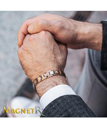 MagnetRX Pure Copper Magnetic Therapy Bracelet for Arthritis & Carpal Tunnel Relief - Men's Leo Style, Adjustable Length - Includes Sizing Tool - Buy Online on GoSupps.com