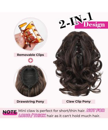 REECHO Short Curly Wavy Ponytail Extension Claw Clip HP001 - Ginger Brown Hairpiece for Women - Buy Online on GoSupps.com