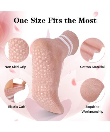 Apricitie Non-Slip Yoga & Pilates Socks for Women 4 Pairs of Long Handle Stopper Socks - Buy Online on GoSupps.com