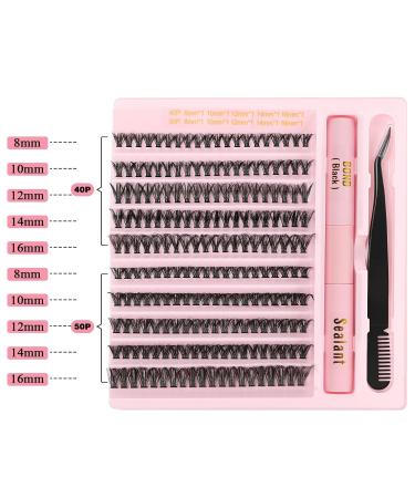 Poiuyoiu Eyelash Extensions Set - 40D & 50D Cluster Lashes with Bond & Seal Glue Tweezers | DIY Fluffy Fake Lashes - Buy Online on GoSupps.com