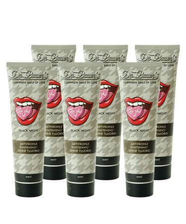 Dr. Bauer's Dr. Bauer's Smile of Love Black Night Toothpaste Fluoride Free with Activated Charcoal and Mint for Gentle Teeth Whitening - 6 Pack - 90ml