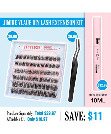 JIMIRE Lash Clusters Eyelash Extension Kit - 72pcs D Curl Wispy Individual Lashes - 10-12-14MM Mixed Length - Natural Look DIY at Home - Buy Online on GoSupps.com