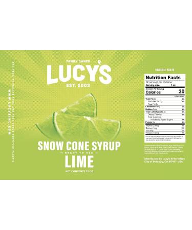Lucy's Family Owned Lime Shaved Ice Snow Cone Syrup - 32 oz Bottle - Buy Online on GoSupps.com