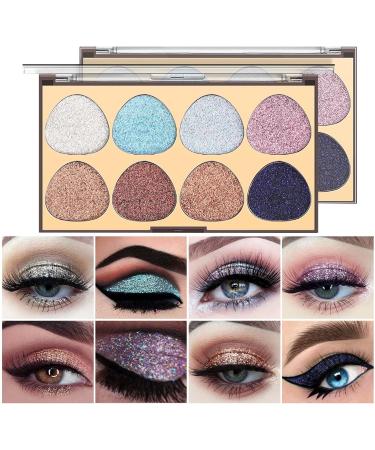 Eyeshadow Palette Fine Pressed 8 Colors Glitter Eye Makeup Palette - Blendable Natural Colors Make Up Eye Shadows Cosmetics Gift Fovolat M2 - Buy Online on GoSupps.com