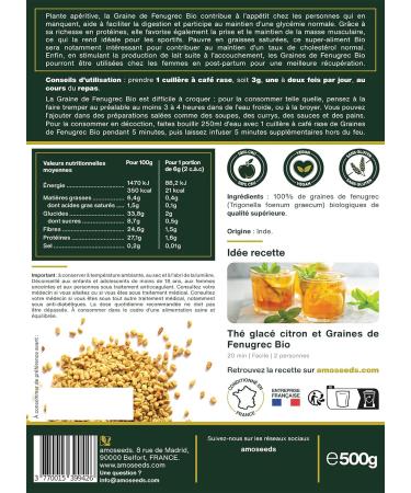Organic Fenugreek Seeds 500G | Top Quality | Digestion Detox Hormonal Disorders Muscle Gain - Buy Online on GoSupps.com