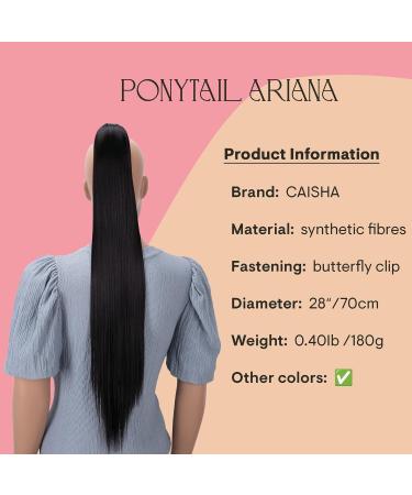 CAISHA 28 Extra Long Straight Ponytail Hairpiece - Heat-Resistant Synthetic Fibres - Black Brown #3 | H158 - Buy Online on GoSupps.com