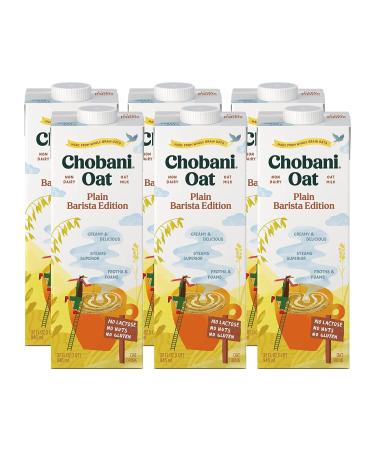 Chobani Oat Milk, Plain Oat Barista Edition, Shelf Stable Non Dairy Milk, Creamer, Vegan Friendly, Gluten-Free, 32 FL OZ (Pack-6) 32 Fl Oz (Pack of 6)