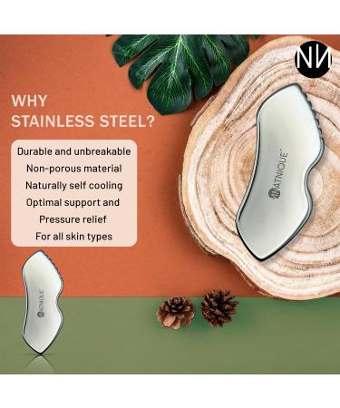 Stainless Steel Gua Sha Tool - Firm Face Muscles Reduce Puffiness & Enhance Lymphatic Drainage | Durable Metal Board with Travel Pouch - Buy Online on GoSupps.com