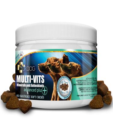 DR DOG Multivitamin for Dogs 60 Natural Soft Chews Tasty Treats Essential Multivitamins Minerals Antioxidants Fussy Friendly Chewable Pet Multi Vitamin - Made in UK