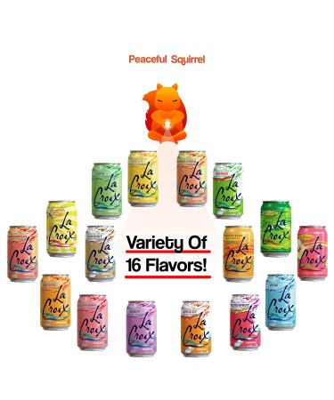 Peaceful Squirrel Variety LaCroix Sparkling Water - 16 Flavors, Naturally Essenced, 12oz Cans (Pack of 16) - Buy Online on GoSupps.com