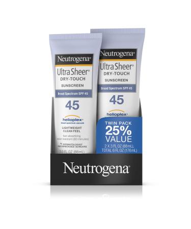 Neutrogena Ultra Sheer Dry-Touch Sunscreen SPF 45 3 oz ea Value Pack