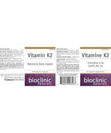 Bioclinic Naturals - Vitamin K2 100 mcg. - 90 Vegetarian Capsules - Buy Online on GoSupps.com