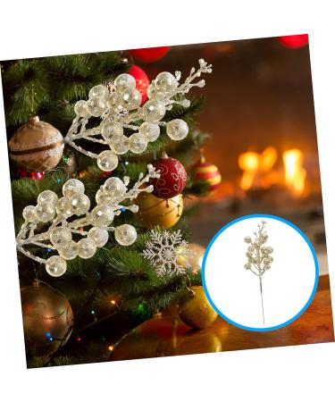 TOPPERFUN 10pcs Christmas Imitation Berries Fake Winter Berry Christmas Berries Picks Christmas Tree Beads Stick Berry Picks Floral Craft Berry Stems Cone Plant Fake Decoration Pumpkin Foam Golden 19X5X5CM - Buy Online on GoSupps.com