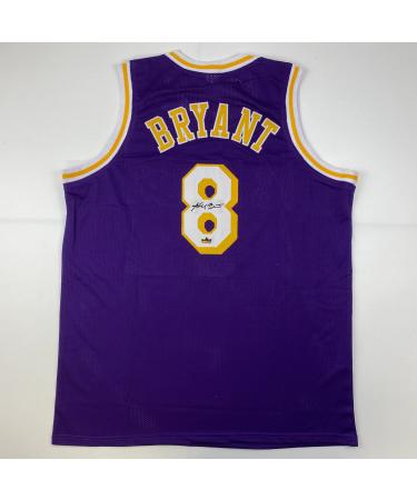 Facsimile Autographed Kobe Bryant #8 Los Angeles LA Purple Reprint Laser Auto Basketball Jersey Size Men's XL