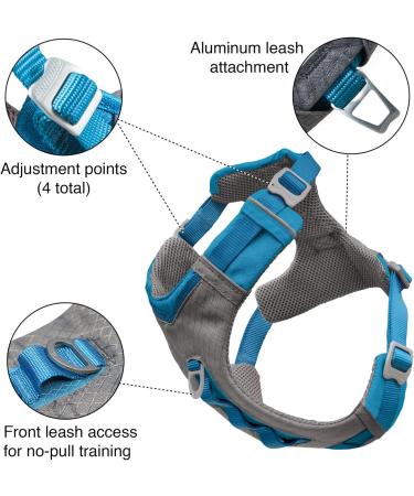 Kurgo Journey Air Dog Harness - Padded Chest & Back Handle for Dogs 2-5 kg XS Size - Blue/Gray - Buy Online on GoSupps.com