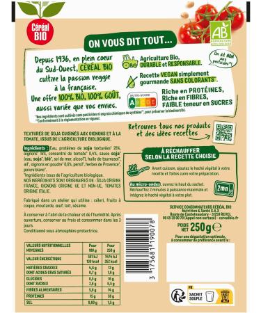 Cereal Bio 206462 Vegetal Minced Soy Bolognese Soy Bag Microwavable Quick to Heat Vegan and Organic 250 g - Buy Online on GoSupps.com