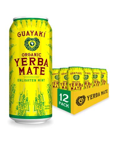 Guayaki Yerba Mate, Clean Energy Drink Alternative, Organic Enlighten Mint, 15.5oz (Pack of 12), 150mg Caffeine 15.5 Fl Oz (Pack of 12)