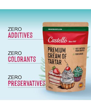 Castello Premium Cream of Tartar 750g - 100% Natural, Gluten Free, Keto & Paleo Friendly - Baking Powder Substitute - Non-GMO - Phosphate Free - From Grapes - Since 1907 - Buy Online on GoSupps.com