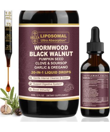 20-in-1 Liposomal Wormwood Black Walnut Cleanse for Humans Drops Liquid & 30-in-1 Kidney and Liver Cleanse Detox & Repair Drops Kidney Support Supplement & Rapid Gut Cleanse & Digestive Support - Buy Online on GoSupps.com