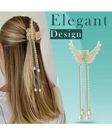Sanas Stone Butterfly Wedding Hair Clip for Women - 1 Pc Metal Hair Clutcher with Pearl Detailing - Buy Online on GoSupps.com